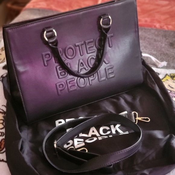 CISE Handbags - CISE Protect Black People Leather Handbag